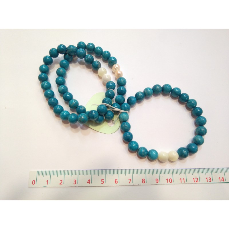 PULSERA TURQUENITA Y MADREPERLA BOLA