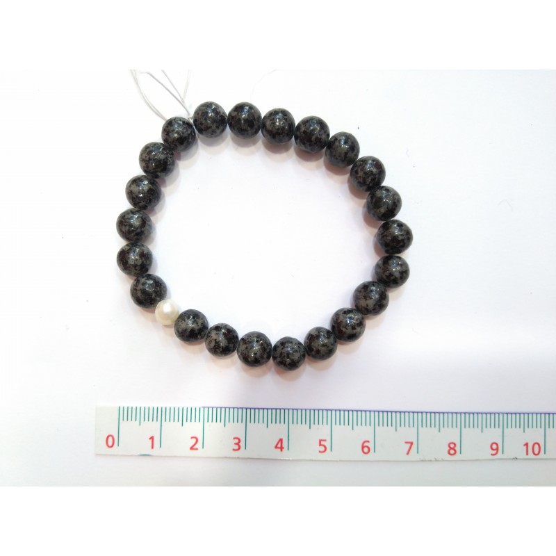 PULSERA BOLA OBSIDIANA NEVADA CON PERLA