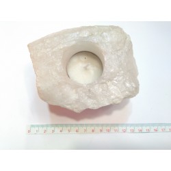 Portavelas cuarzo blanco (cristal de roca)